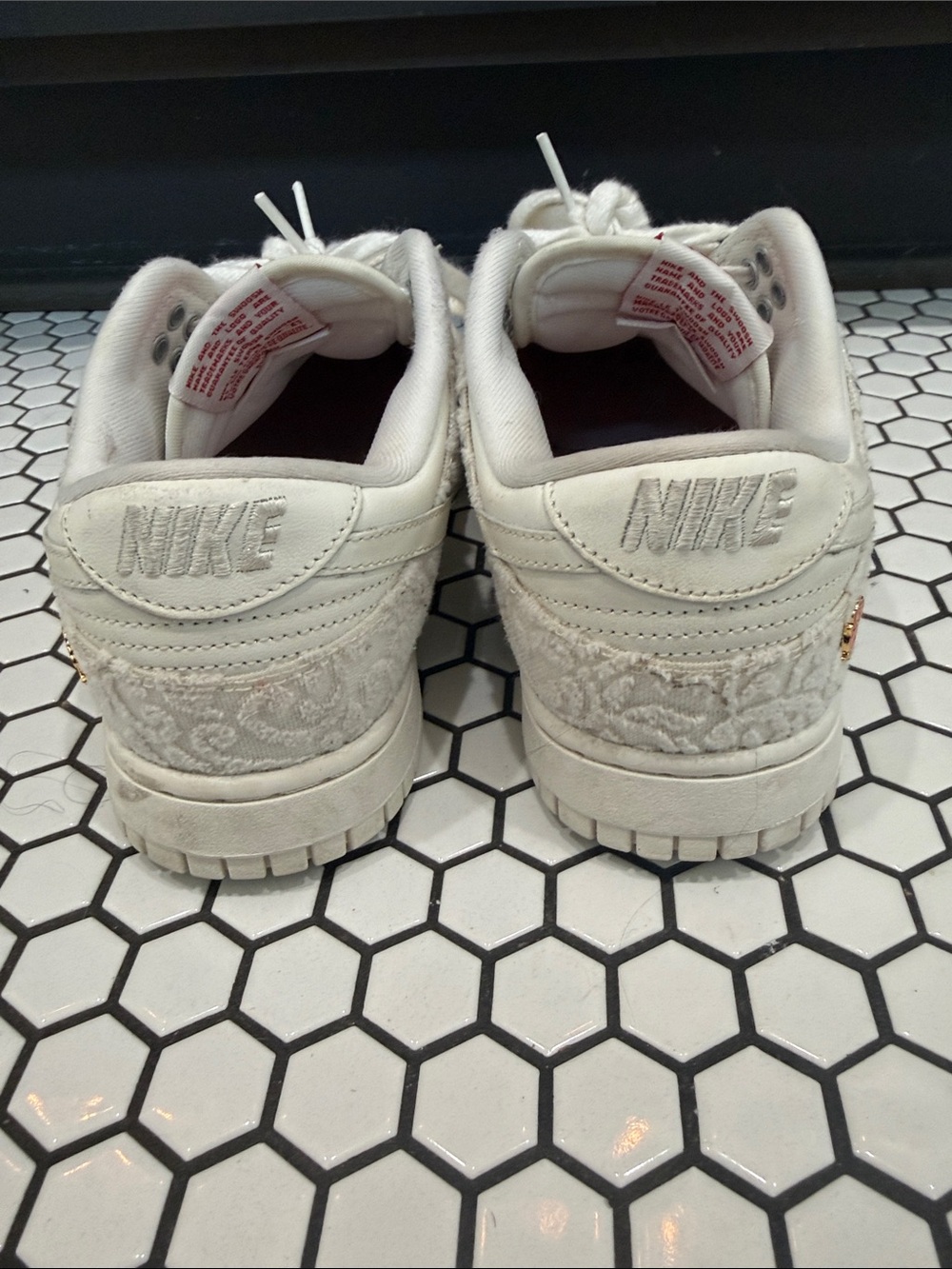Nike White and Light Gray flower lace sneakers 9 - Picture 3 of 9